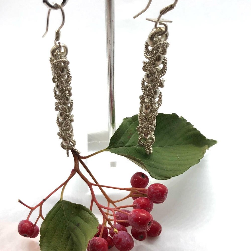 RETRO EARRINGS 925 SILVER  ENTWINED CHAIN DESIGN